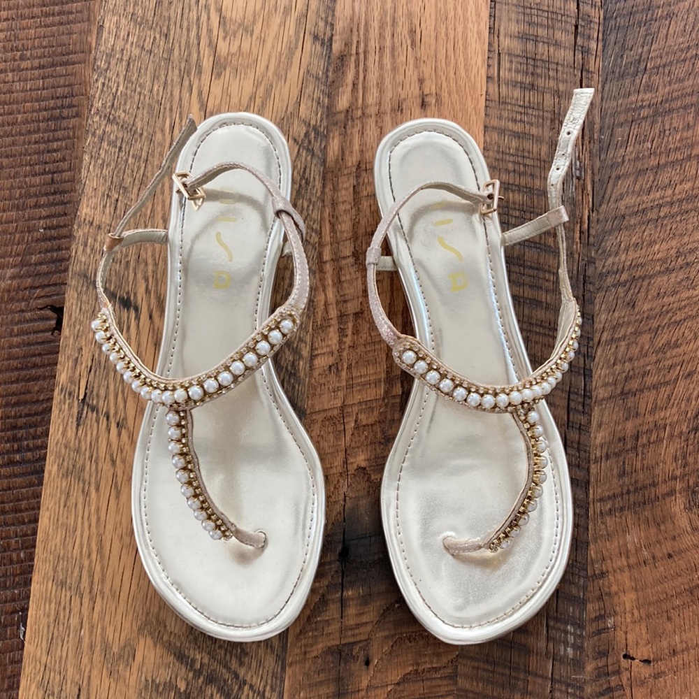 Unisa gold fabric sandals